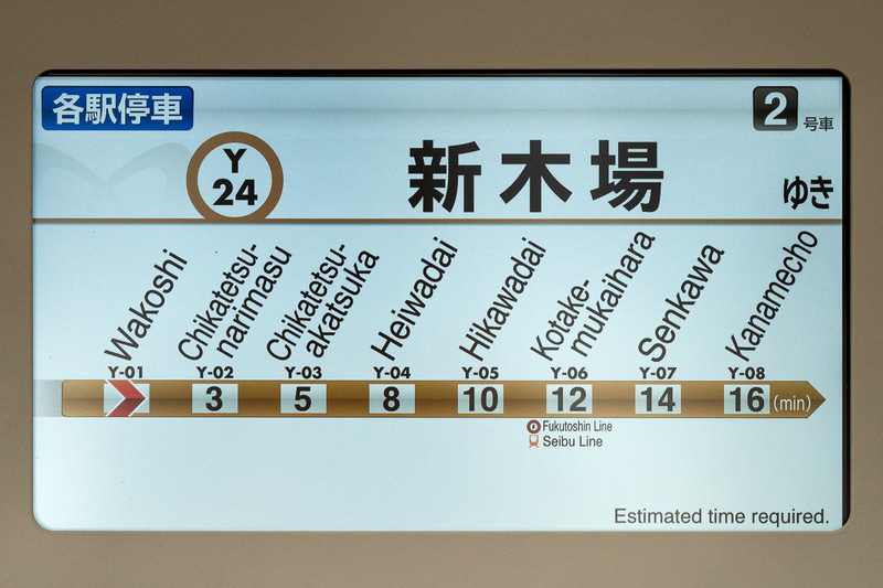 行き先や駅名の表示