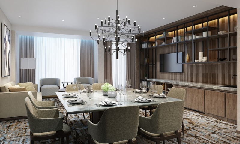 スイートのリビングダイニング