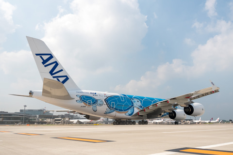 ANA、エアバス A380型機「FLYING HONU」による遊覧飛行実施。定員の約