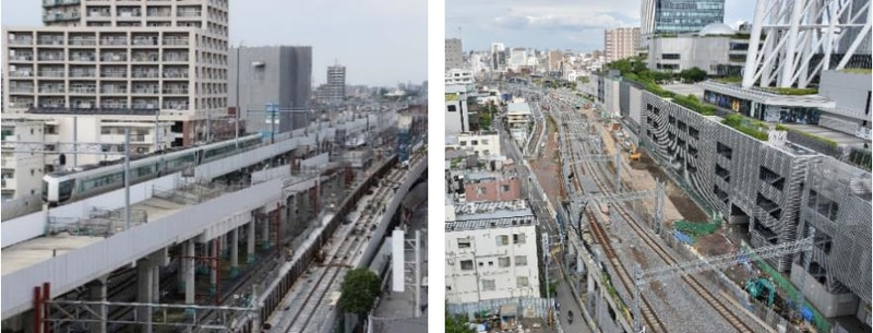 東武鉄道が2020年度の鉄道事業設備投資計画を発表。竹ノ塚駅付近（左）やとうきょうスカイツリー駅付近（右）の立体化工事を推進する