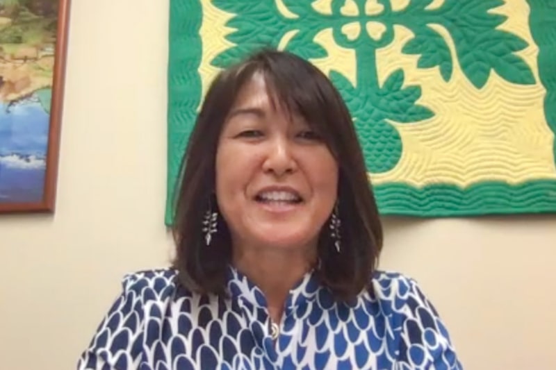 ハワイ州観光局 日本支局長 ミツエ・ヴァーレイ氏が現地の現況を説明した