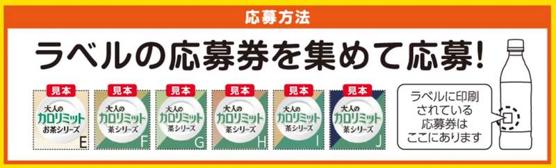 「大人のカロリミット」シリーズに付属している応募券を集めて応募する