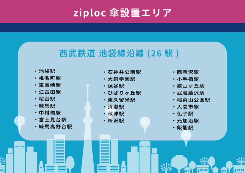 ジップロック傘設置エリア