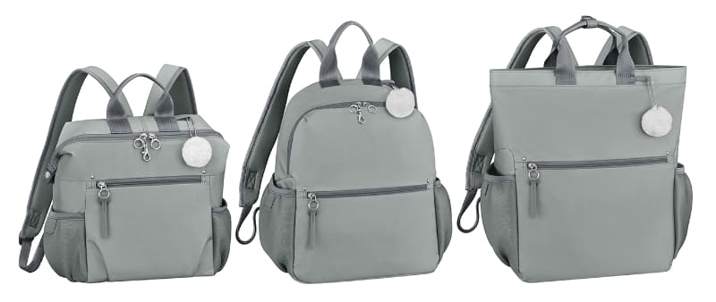 左から「カナナリュック13（小）」（1万3000円、税別）「カナナリュック13（中）」（1万4000円、税別）「カナナリュック13（大）」（1万5000円、税別）