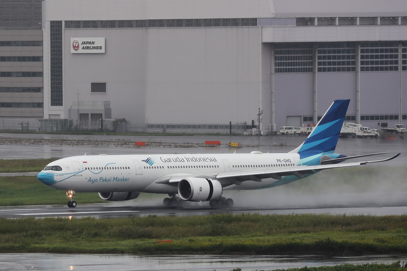 初飛来した10月8日は、雨天にも関わらず展望デッキには多くの飛行機ファンが集まった（10月8日撮影）