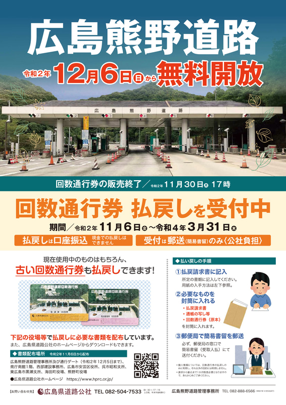 無料開放と回数通行券の払い戻し請求についての告知