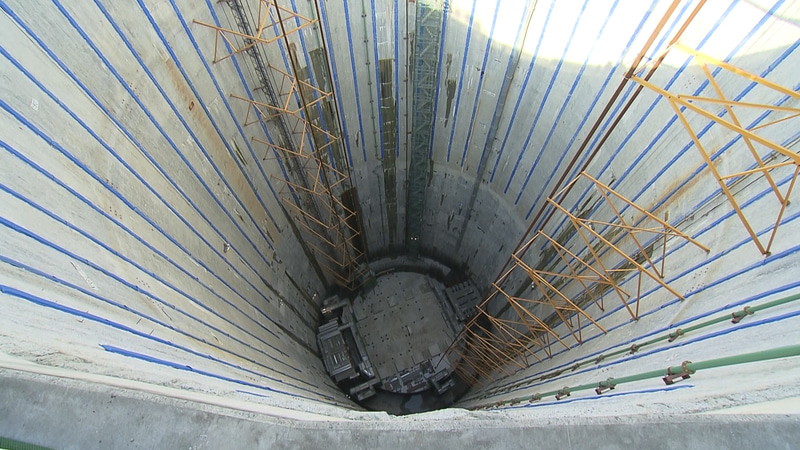 地表からの深さ約89.1mの名城非常口