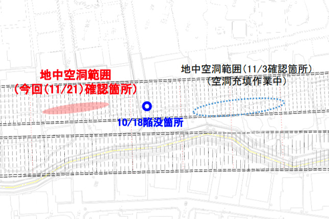 　NEXCO東日本は外環道トンネル直上で発生した市道陥没で、新たな地中空洞を発見した