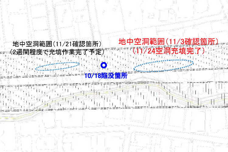 NEXCO東日本は外環道工事現場付近の地中空洞の充填を完了した