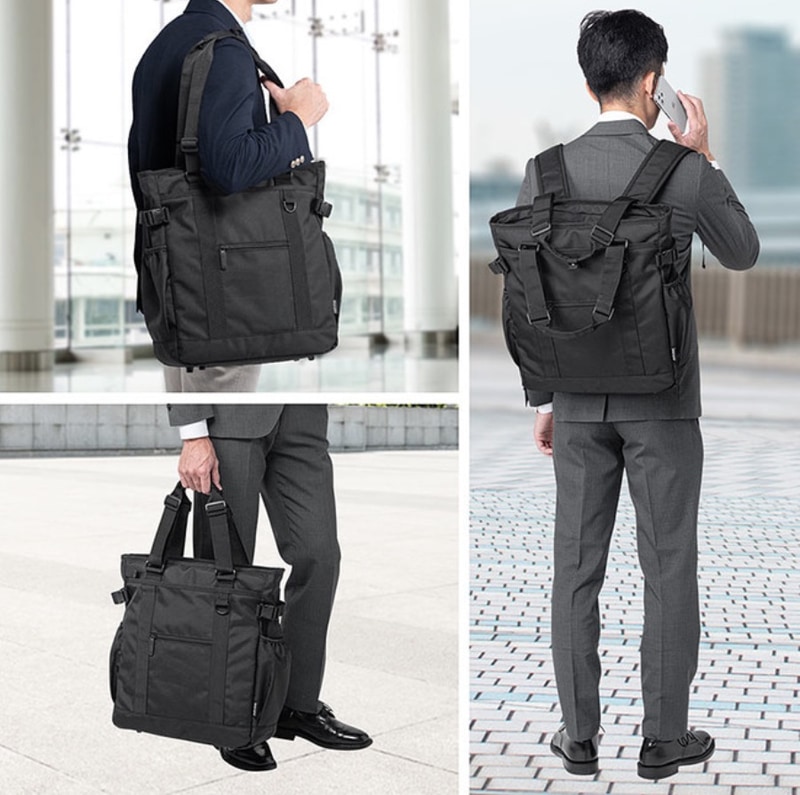 トートバッグ、リュック、ショルダーバッグの3WAYで使用可能