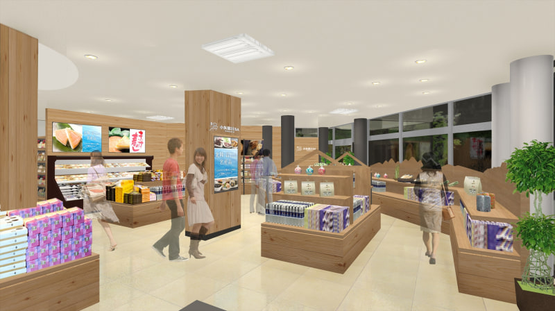 リニューアルオープンする小矢部川SA（上り）のショッピングコーナー（イメージ）