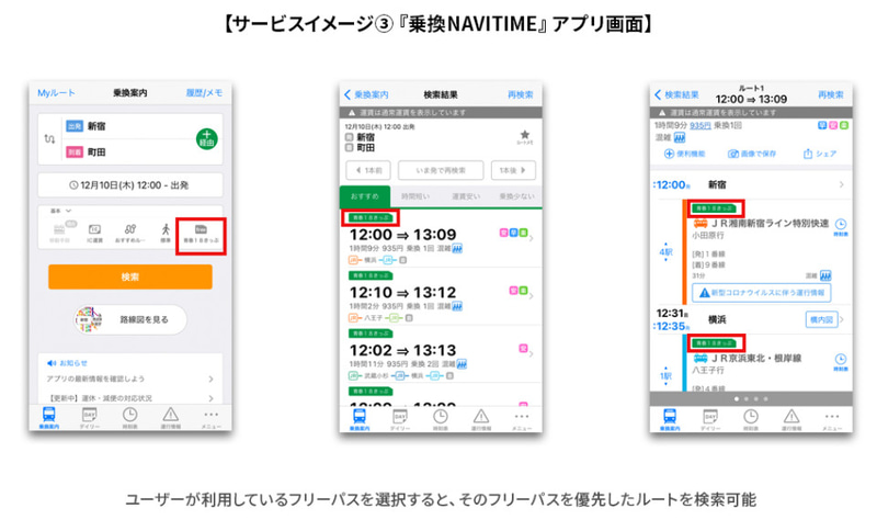 アプリ「乗換NAVITIME」でのイメージ