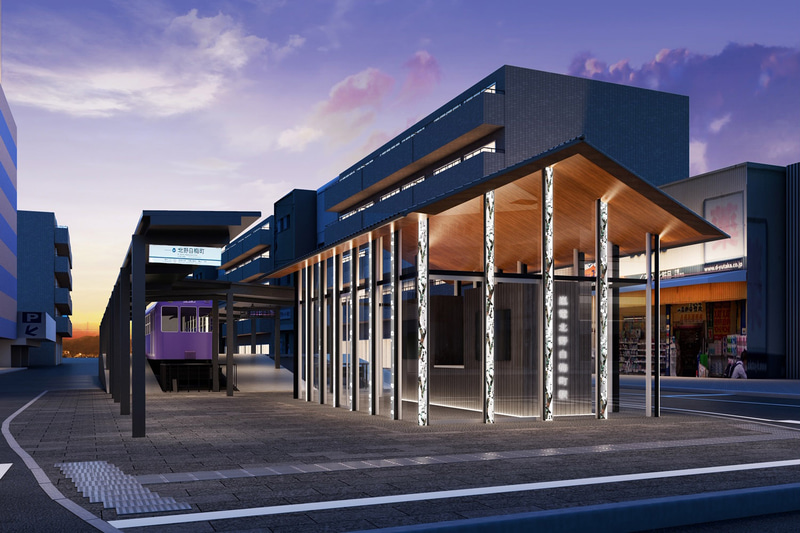 京福電気鉄道は嵐電 北野線 北野白梅町駅の駅舎新設工事に着手した