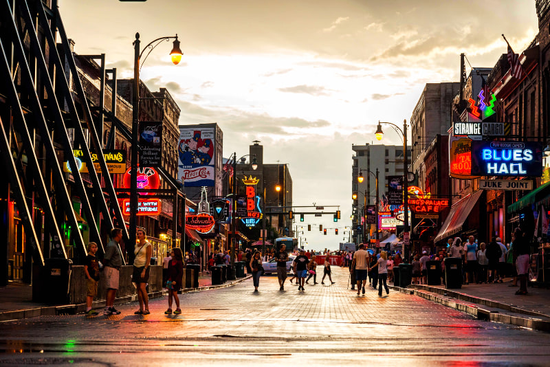 Beale Street at dusk &copy;Phillip Van Zandt