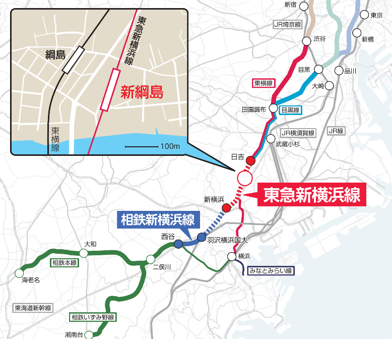 東急線日吉駅から相鉄・JR直通線羽沢横浜国大駅間をつなぐ東急新横浜線