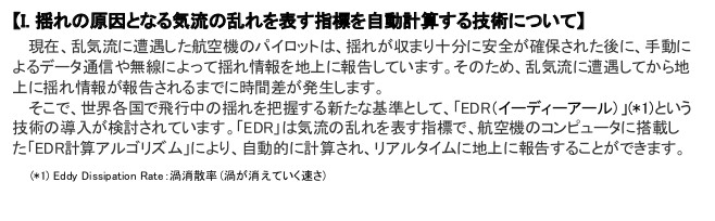 揺れの原因となる気流の乱れを表す指標を自動計算する技術について
