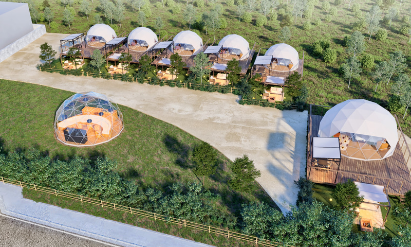 7mのテントを5基、10mのテントを1基が用意されている