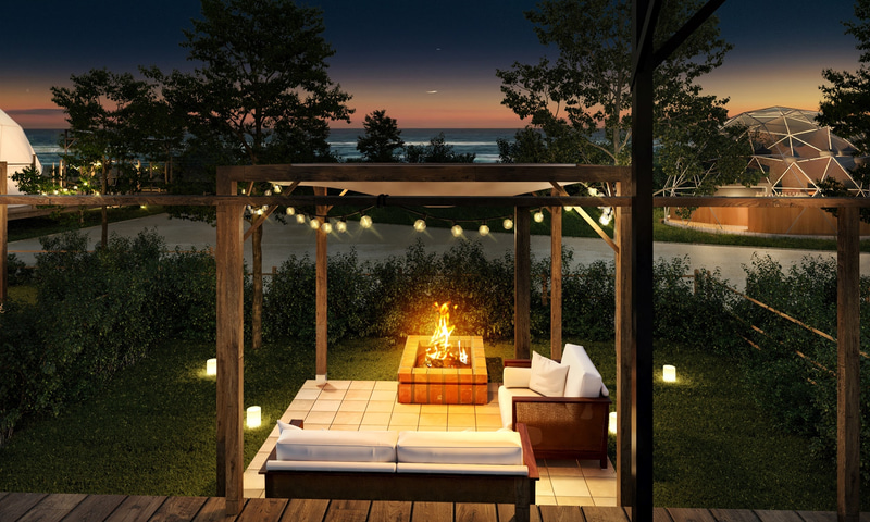 各客室では、プライベートガーデンとファイヤーピットが利用可能