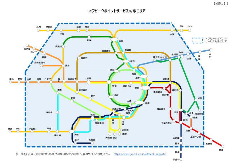 オフピークポイントサービス対象エリア