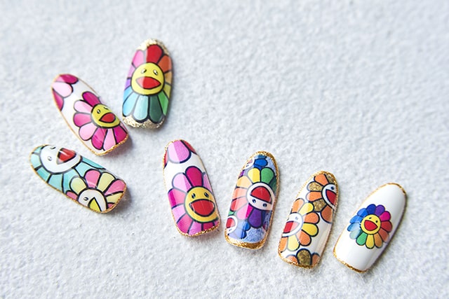 お花の親子のネイルアート