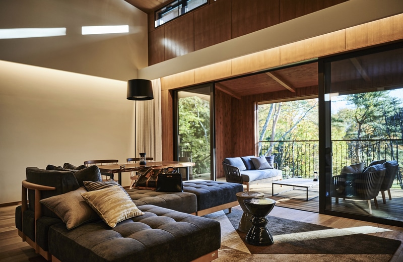 「THE HIRAMATSU 軽井沢 御代田」の愛犬と泊まれる「ドッグヴィラスイート」