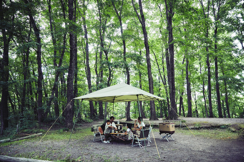 コールマン、クルマと連結できる「カーサイドテント/3025」。昼は