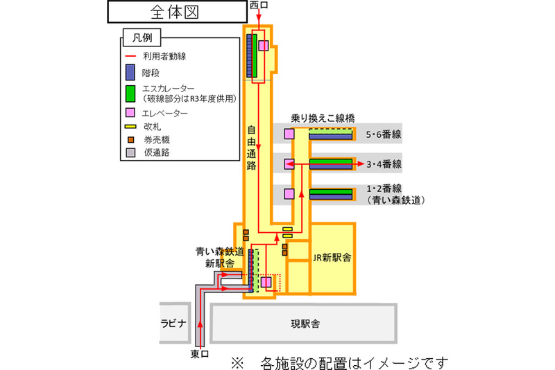 JR東日本は青森駅の新駅舎と東西自由通路を3月27日に供用開始する