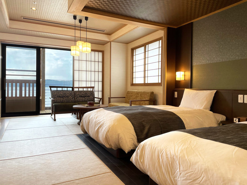 天然温泉露天風呂付の和洋フォース客室