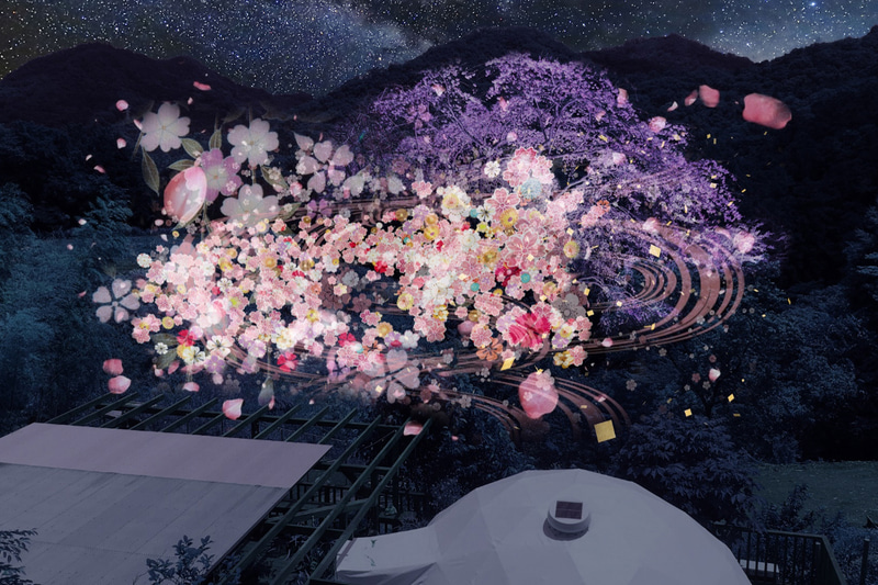 グランピング施設「日比谷花壇の“STAY”『里楽巣FUJINO』」の「特別宿泊プラン“SAKURA”」