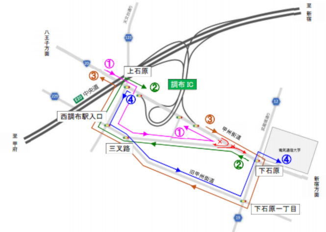 調布IC閉鎖の迂回