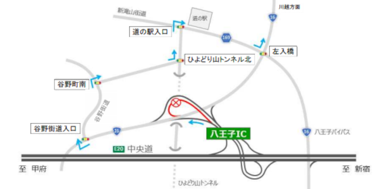八王子IC（川越方面への出口）閉鎖の迂回