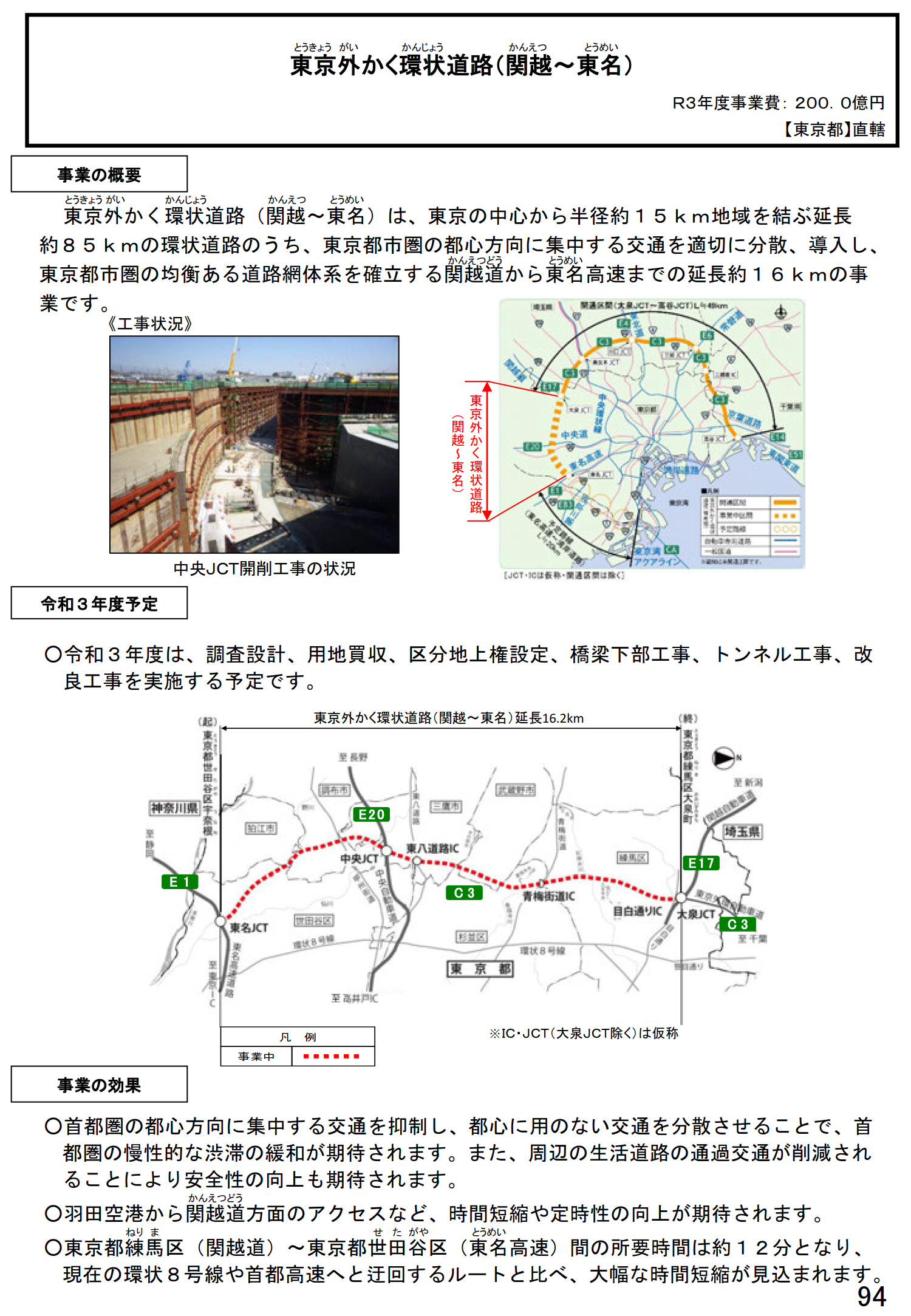 外環道（東京外かく環状道路）関越～東名（東京都）