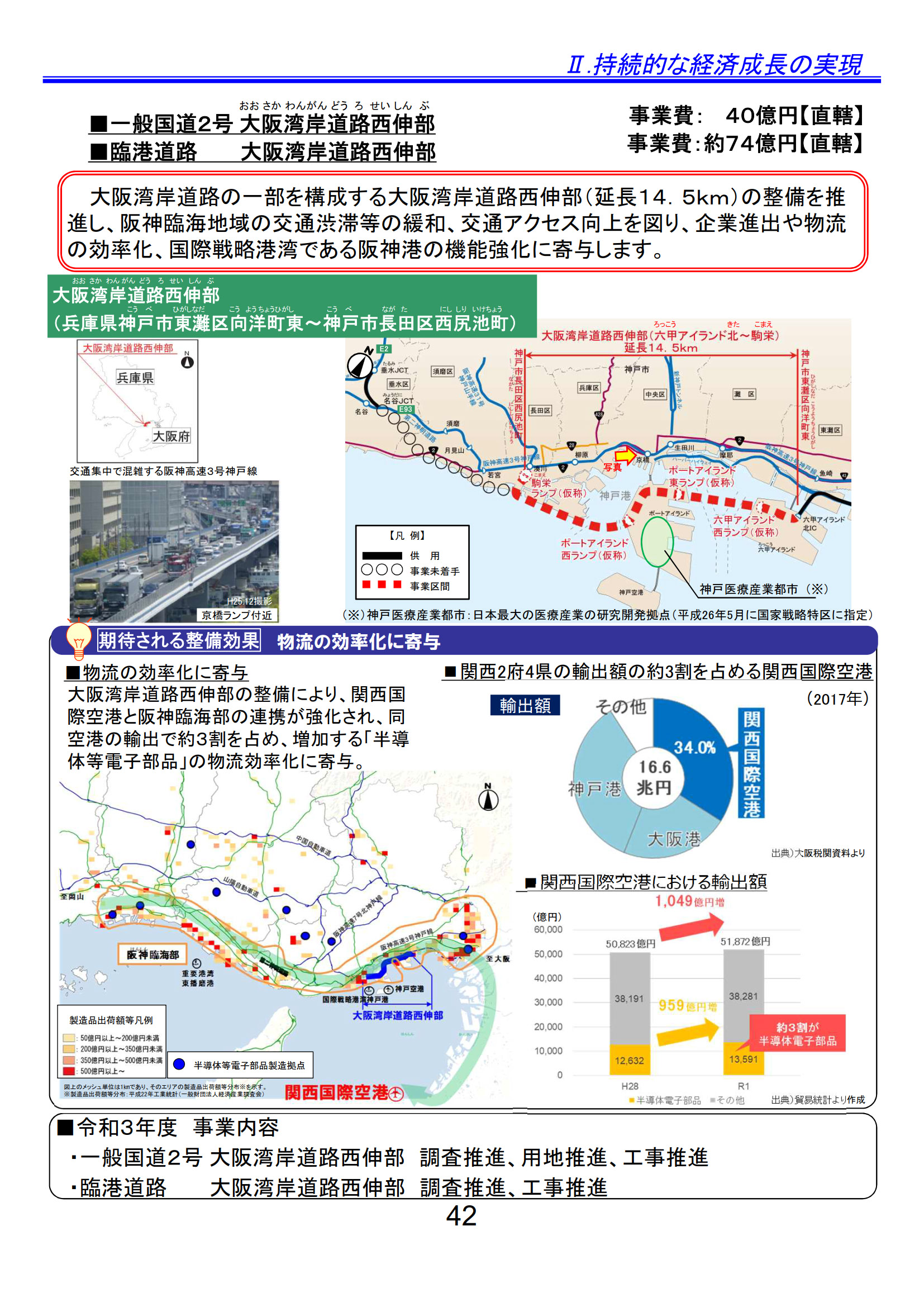 臨港道路 大阪湾岸道路西伸部、国道2号 大阪湾岸道路西伸部（兵庫県/大阪府）