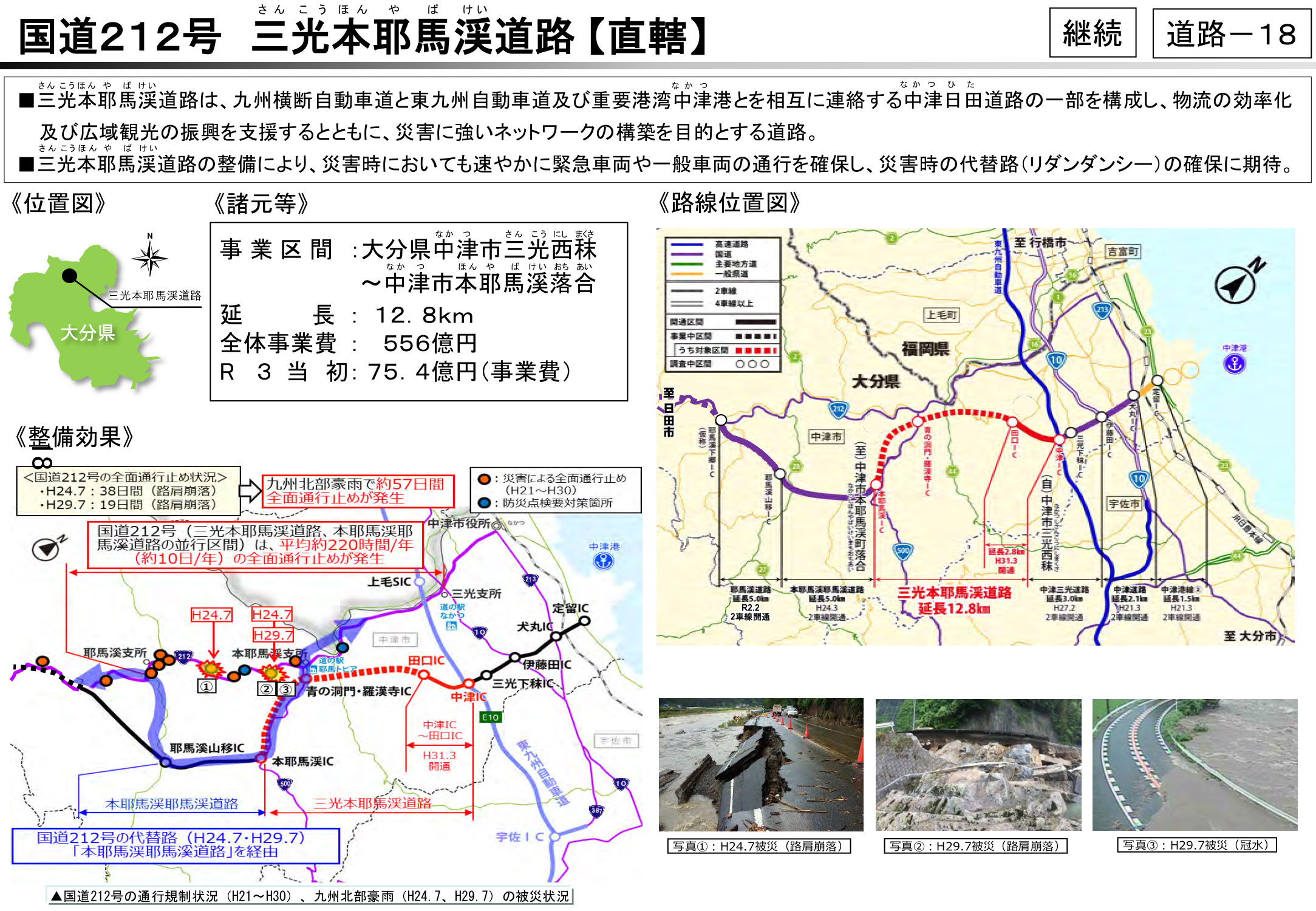 国道212号 三光本耶馬渓道路（大分県）