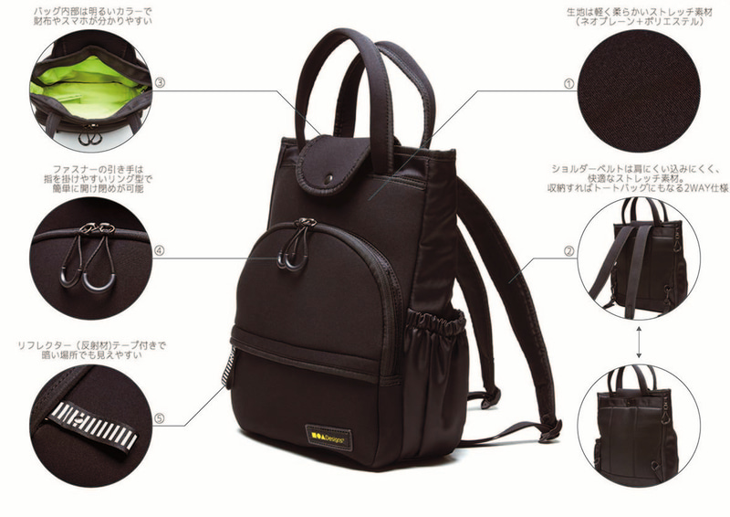 フォートゥースリーデザインズ「2WAY仕様バックパック」特徴