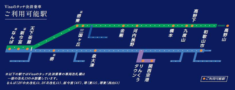専用自動改札機は、難波駅や関西空港駅、和歌山市駅、高野山駅など16駅に設置