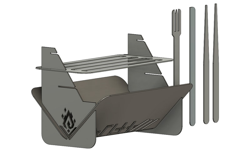 5枚の板を組み合わせて焚き火台になる