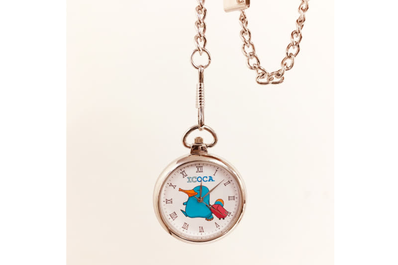 カモノハシのイコちゃんフタ無し懐中時計（おでかけ）