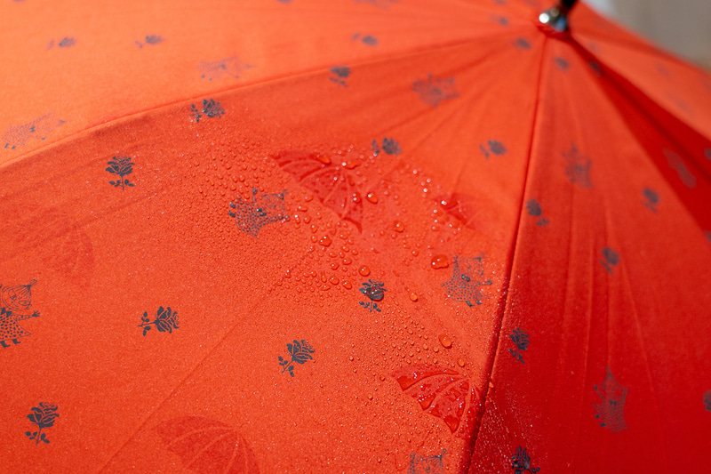 なんと濡れると傘の柄が浮き出てきます