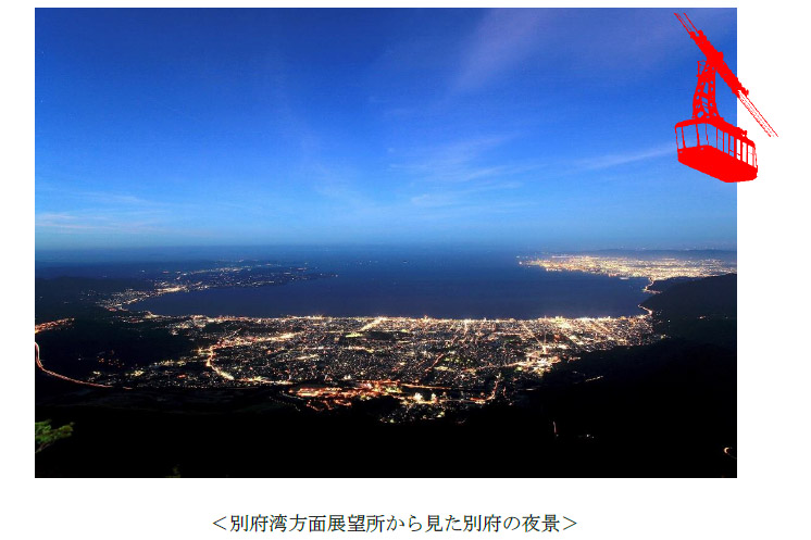 別府ロープウェイはゴールデンウィーク期間中に夜間運行を実施する