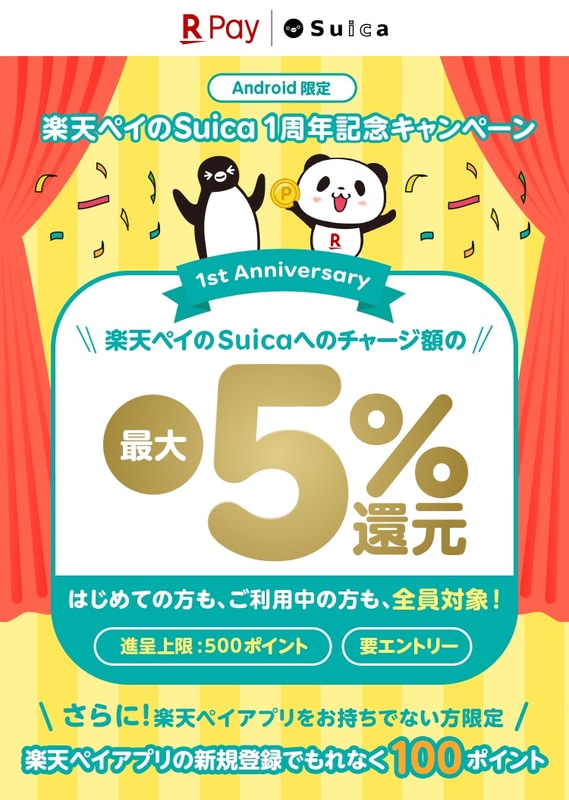 「楽天ペイのSuica」5％還元キャンペーン