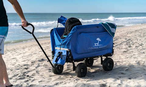 ベンチ・日よけにもなる3in1アウトドアワゴン「LOUNGE WAGON 