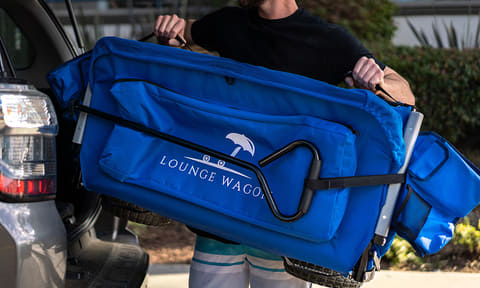 ベンチ・日よけにもなる3in1アウトドアワゴン「LOUNGE WAGON 