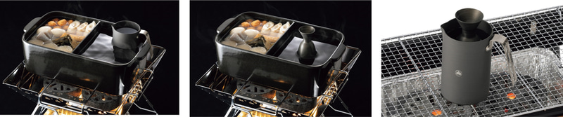 燗ポットや徳利を鍋などで直接湯煎するほか、グリル上でも温められる