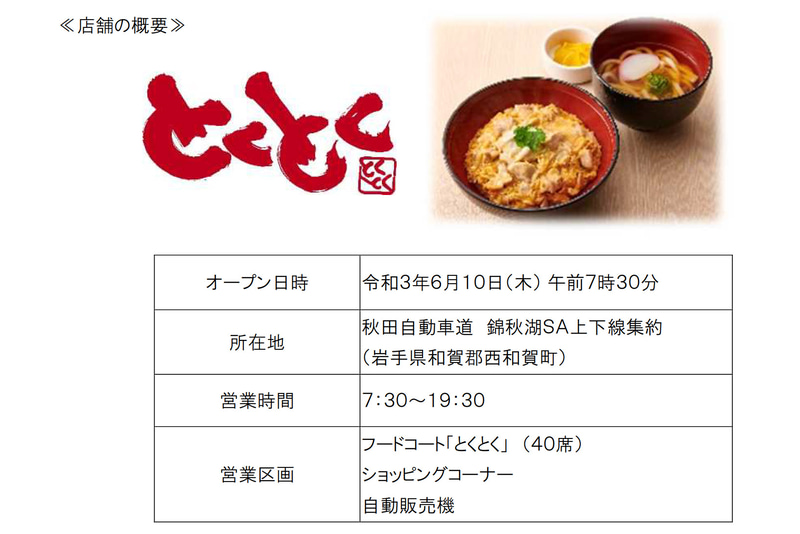 錦秋湖SAの「とくとく」店舗概要