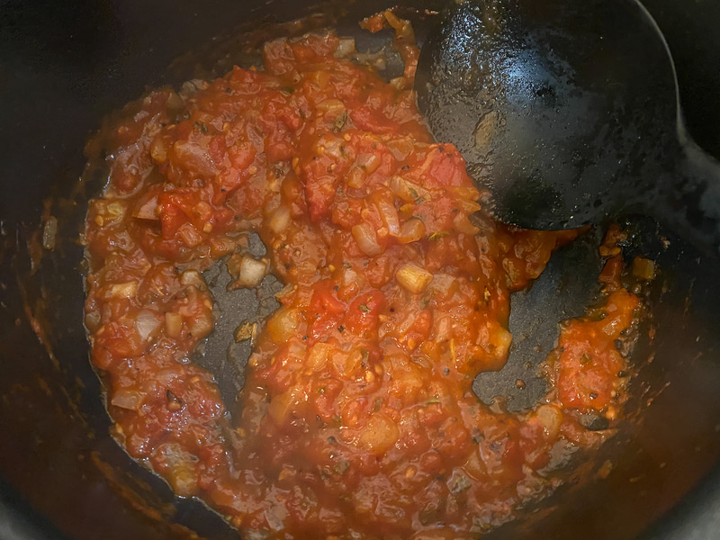 このくらいの水分量になったら火を止めます