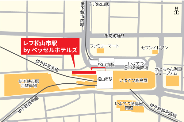 「レフ松山市駅 by ベッセルホテルズ」位置図