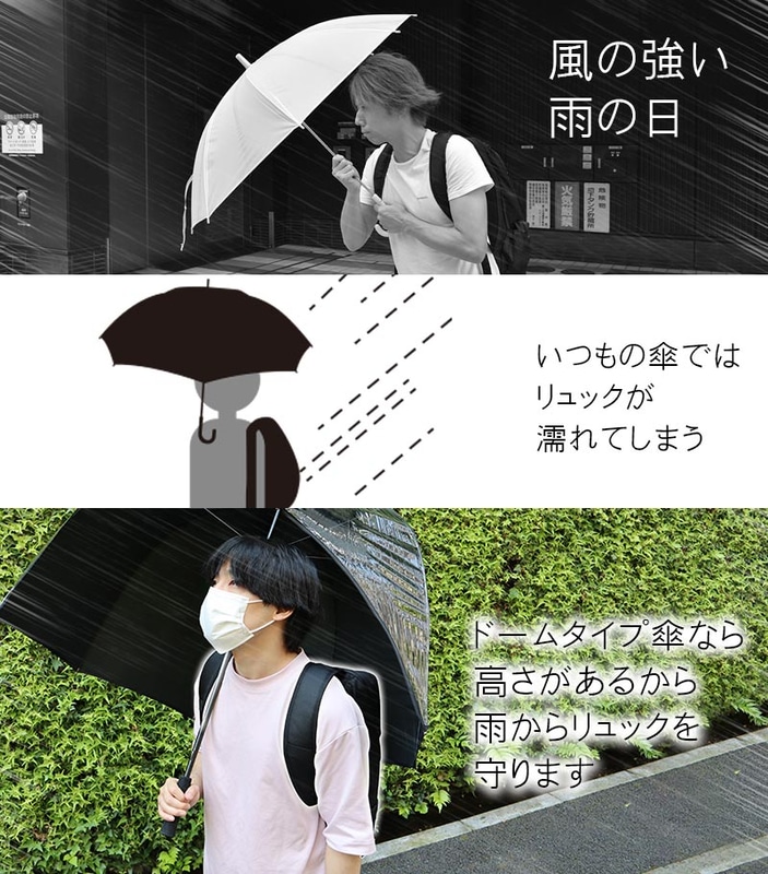 ドームタイプでリュックを守る