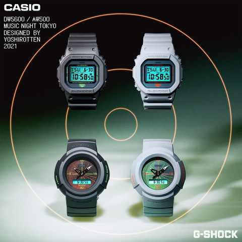 未使用 G-SHOCK DW-5600MNT-1JR & 8JR セット G-SHOCK、夜の東京と音楽がテーマのスクエアモデル・デジアナモデル