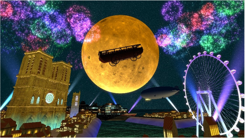 VRゴーグルを装着しながら横浜・みなとみらいエリアを周遊する